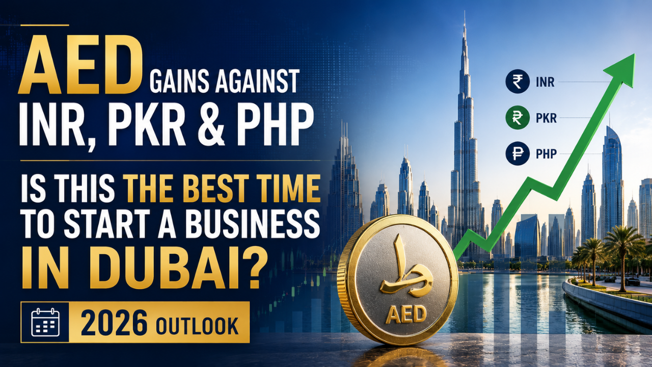 AED Gains Against INR, PKR & PHP- Is 2026 the Smartest Time to Start a Business in Dubai?